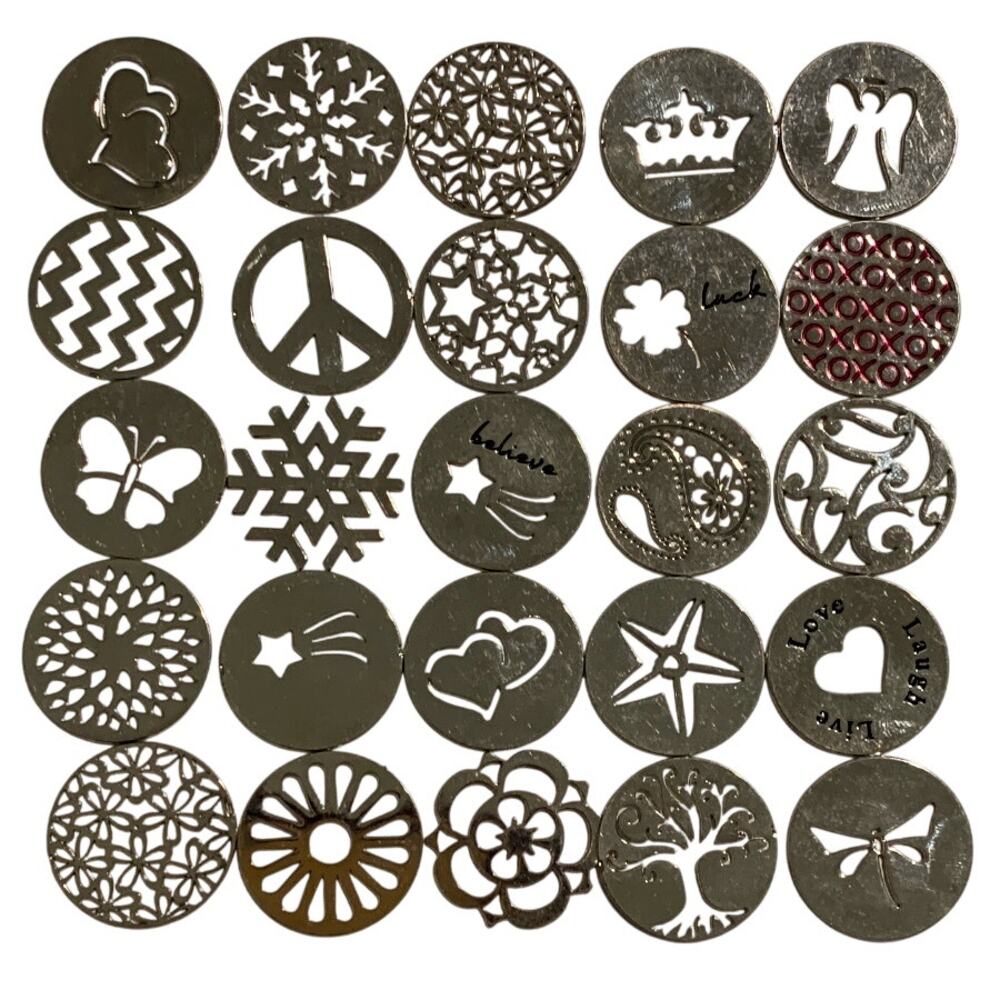 75-Piece Silver Metal 22mm Decorative Circle Floating Locket Jewelry Supplies